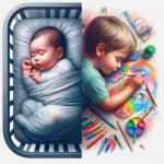 Bebe qui dort et un enfant qui dessine 1 compressee