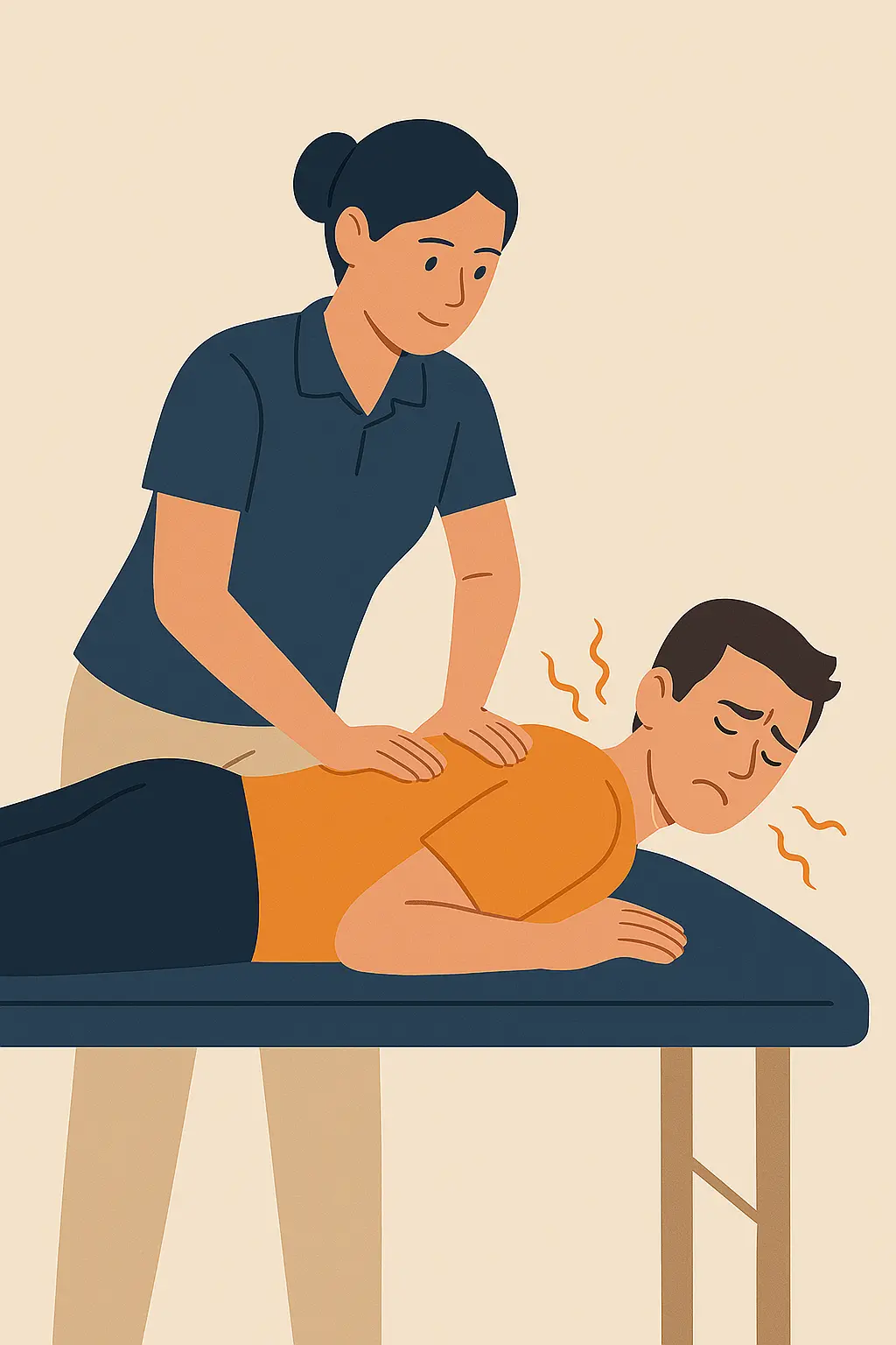 Patient qui a mal au cervical allonge sur une table de soin